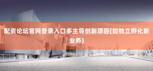 配资论坛官网登录入口多主导创新项目(如独立孵化新业务)